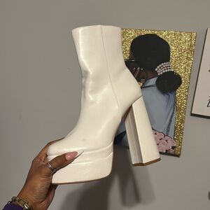 White platform boots